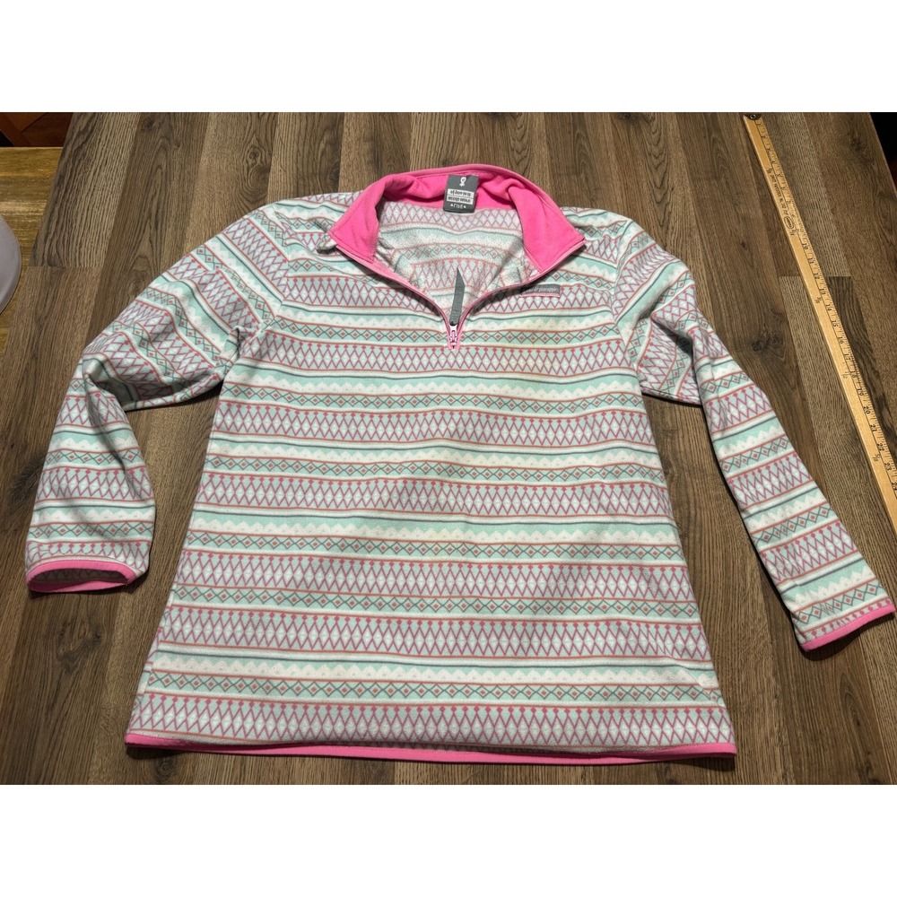 Love & Pineapples Sweater Women's Size XL Green Orange Pink Quarter Zipper